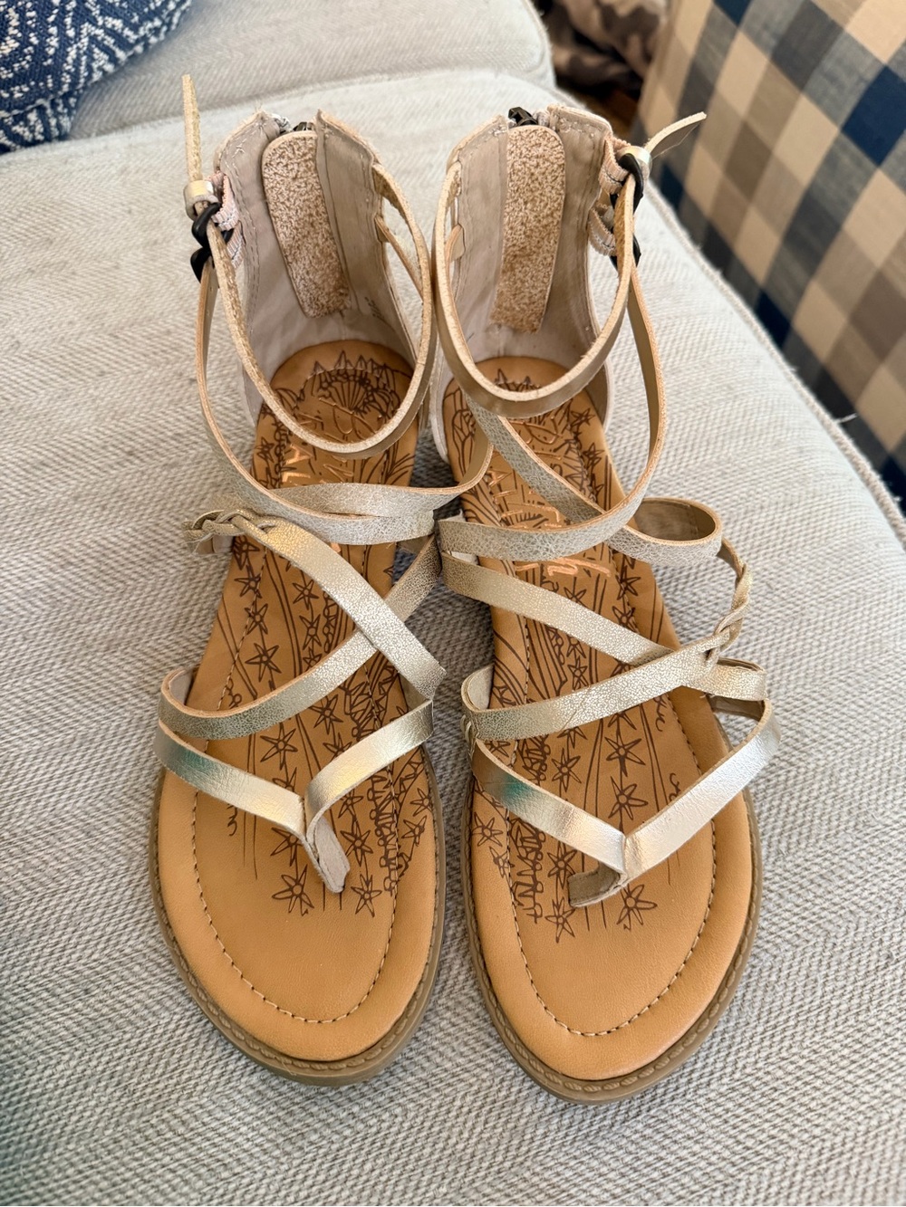 Women's Metallic Strappy Blowfish Malibu Gladiator Sandals - Gold